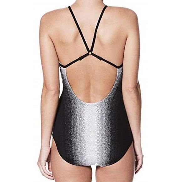 Nike Women Sz M Swimsuit Swimwear Fade Sting 1-Piece Black Wht NESS8300-001 $94 - Picture 2 of 7